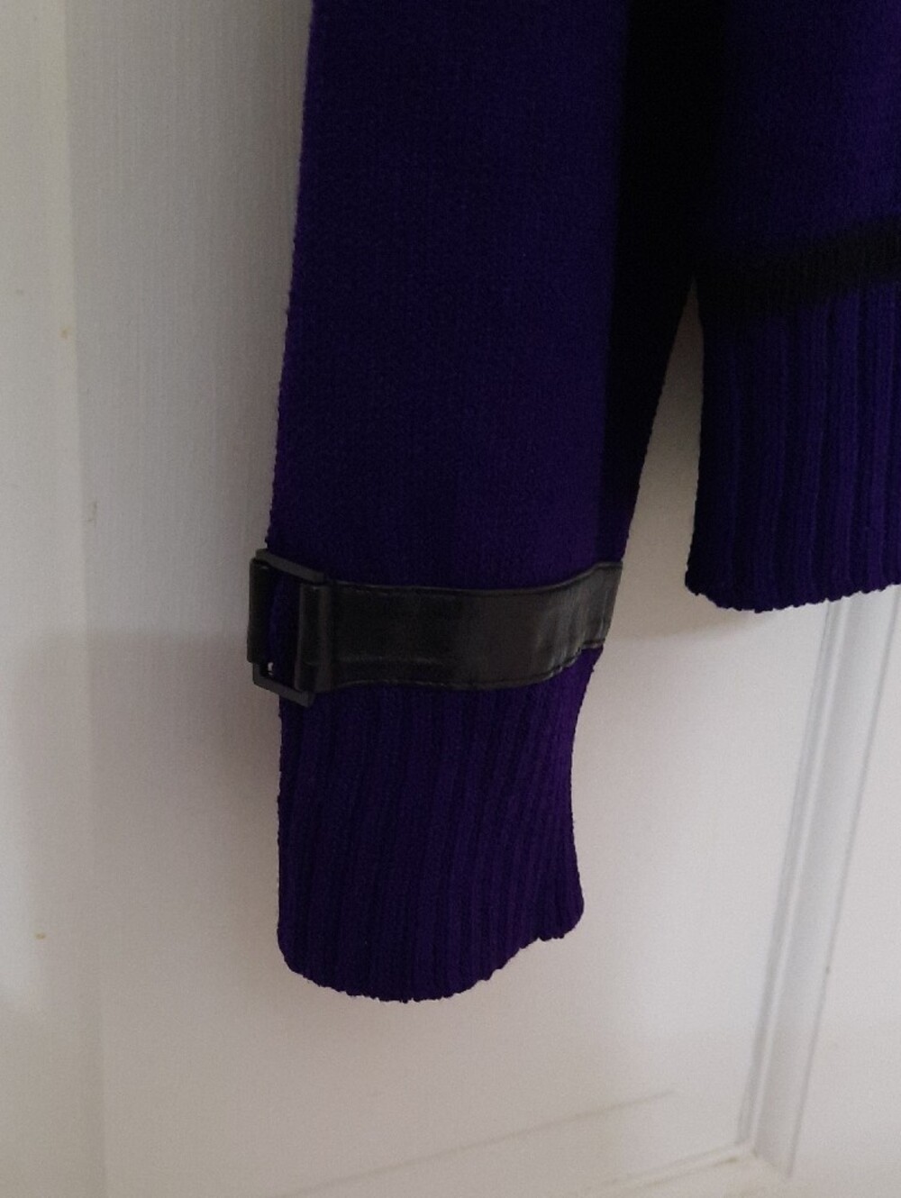 Purple Zip-Front Knit Jacket with Black Trim. ( No Tags for Material or Care) - Picture 9 of 12